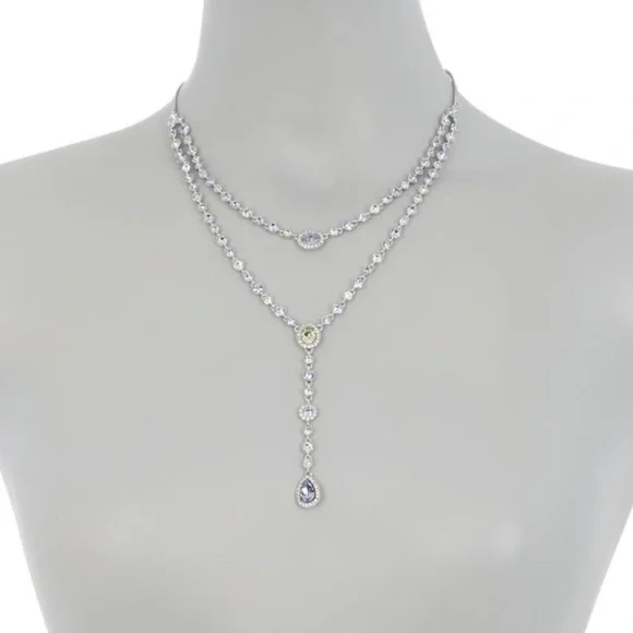 Givenchy | NWT Double Layered Crystal Rhodium Pave Y-Necklace - Picture 15 of 15